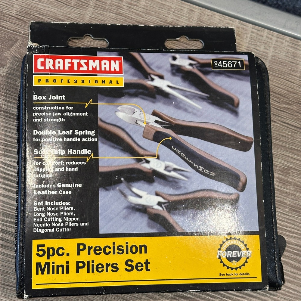 Craftsman Professional 5pc Precision Mini Pliers Set 945671 & Case NEW Jewelery